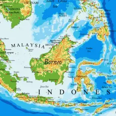 Szczegółowa mapa Borneo ze wszystkimi atrakcjami i miastami na wyspie